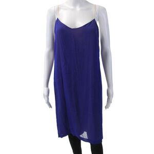 Akris Womens Textured Spaghetti Strap V-neck Layered Sheer Blouse Blue Size M